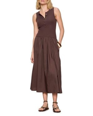 Sanctuary Breakaway Mixed Media Cotton Midi Dress - Brown