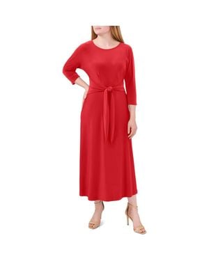 Chaus Tie Waist Jersey Midi Dress - Red