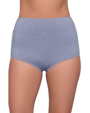 S3 Smoothing And Sculpting Ribbed Ultra High-Waist Swim Shorts - Blue