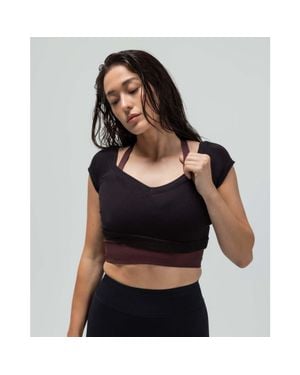 Reformer Ribbed Cap Sleeve Crop Top - Black