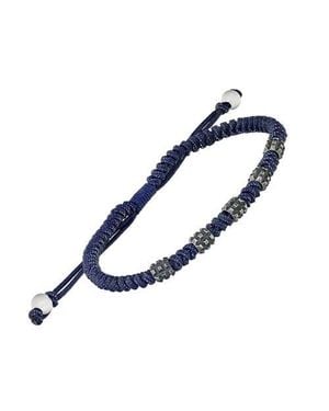 Link Up Stainless Steel Beads On Nyon Pull Cord - Blue