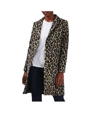 TOPSHOP Leopard Print Car Coat - Black