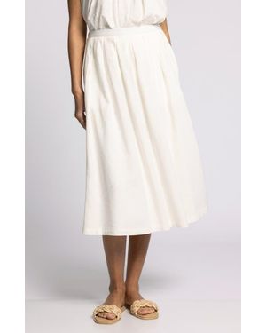Thread & Supply Lydia Pleated Linen Blend Midi Skirt - White