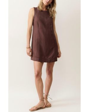 Marine Layer Cora Linen Blend Minidress - Brown