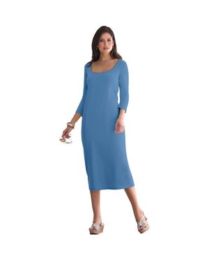 Jessica London Stretch Knit Three-Quarter Sleeve T-Shirt Dress in Black |  Lyst