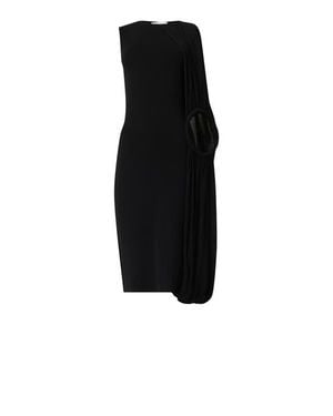 eem Asymmetric Shoulder Hoop Knit Dress - Black