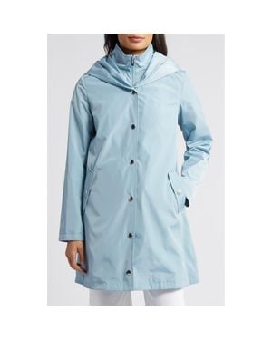 Via Spiga Water Resistant Packable Rain Jacket - Blue