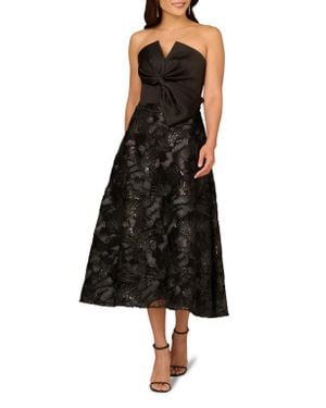 Aidan Mattox by Adrianna Papell Bow Sequin Strapless Gown - Black