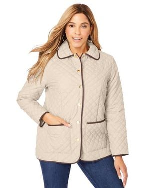 Jessica London Snap-Front Quilted Coat - Natural