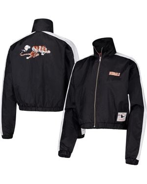 Mitchell & Ness Cincinnati Bengals Nylon Cropped Full-Zip Jacket - Black