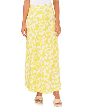 Vince Camuto Center Seam Linen Blend A-Line Skirt - Yellow