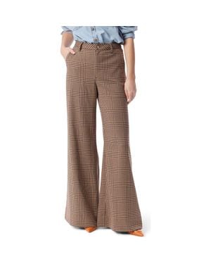 DO by Dee Ocleppo Tabitha Plaid Wide Leg Pants - Brown