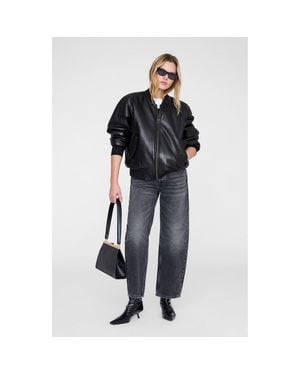Anine Bing Leather Leon Bomber Jacket - Black