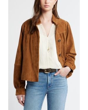 Treasure & Bond Suede Balloon Sleeve Jacket - Blue