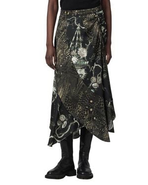AllSaints Arleen Print Midi Skirt - Black