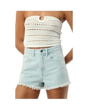 PacSun Malisha Ivy Fray Hem Denim Shorts - Blue