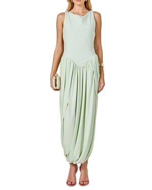 Endless Rose Contrast Sleeveless Flowy Maxi Dress - Green