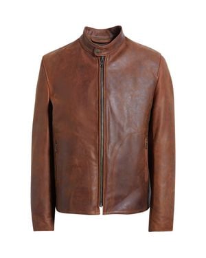 Schott Nyc Café Racer Lightweight Oiled Cowhide Leather Jacket - Brown