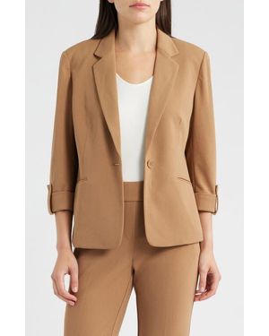 Anne Klein Roll-Tab Sleeve Jacket - Natural
