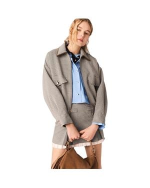 Maje Checked Bomber Jacket - Gray