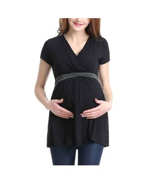 Kimi + Kai Maternity Nursing Colorblock Tunic Top - Black