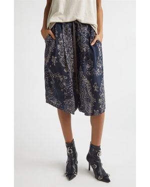 R13 Pleated Jumbo Drawstring Waist Cupro Shorts - Black