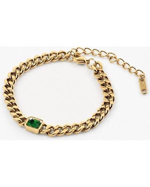 Meideya Emerald Gem Curb Chain Bracelet - Metallic