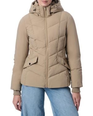 Bernardo Hooded Recycled Polyester Puffer Jacket - Natural