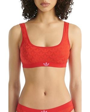 adidas Originals Microterrot Monogram Comfort Scoop Bralette - Red