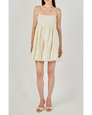 Endless Rose Floral Jacquard Babydoll Minidress - Natural
