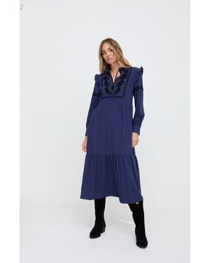 Raffya Lulu Embroidered Maxi Dress - Blue