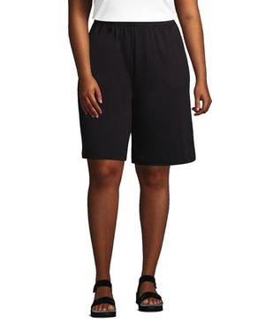 Lands' End Plus Size Sport Knit High Rise Shorts - Black