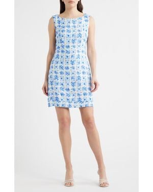 Sam Edelman Tile Floral Print Sheath Dress - Blue