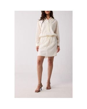 REISTOR Oversized Shirt Dress With Drawstring - Natural