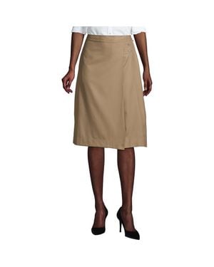 Lands' End School Uniform Solid A-Line Skirt Below The Knee - Natural