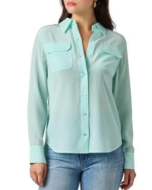 Equipment Signature Slim Fit Silk Button-Up Shirt - Green