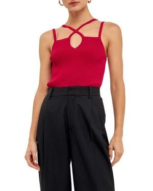 Endless Rose Cross Strap Rib Tank - Red