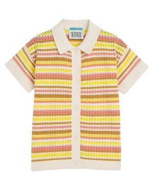 Scotch & Soda Kids' Stripe Open Stitch Polo Shirt - Metallic