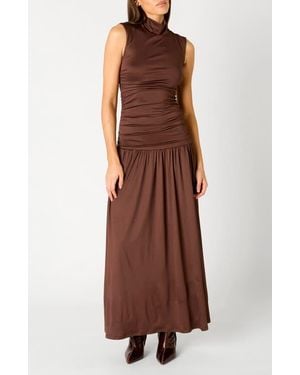 Nia Lark Ruched Maxi Dress - Brown