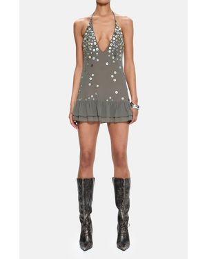 Jaded London Button Me Up Minidress - Gray