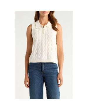 Cece Cable Collar Sweater Vest - Natural