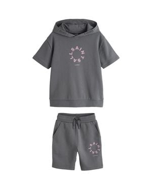 AllSaints Kids' Tierra Short Sleeve Hoodie And Shorts Set - Gray