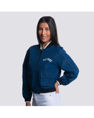 Lusso New York Yankees Paisley Cropped Full-Zip Jacket - Blue