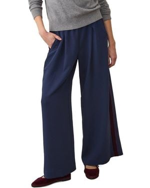 Marine Layer Allison Pull-On Wide Leg Velvet Stripe Pants - Blue