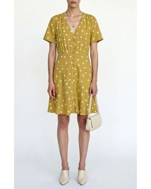 Vero Moda Kora Short Sleeve Polka Dot Dress - Yellow