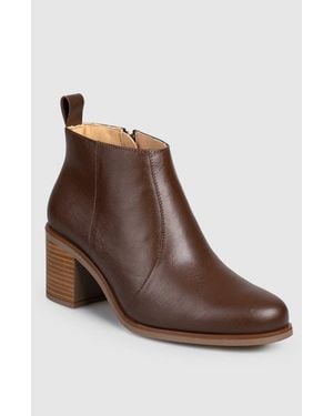 Manuela Mia Block Heel Side Up Bootie - Brown