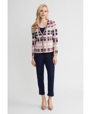 Ming Wang Heritage Jacquard Colorblock Knit Cardigan - Multicolor