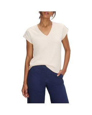 NIC+ZOE Lace Knit Cap Sleeve T-Shirt - Blue