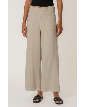 Kut From The Kloth Topaz High Waist Crop Wide Leg Linen Blend Pants - Natural