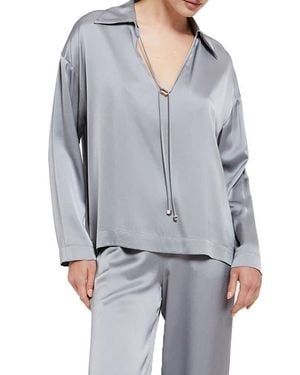 Ottod'Ame Viscose Blouse With Tie - Gray